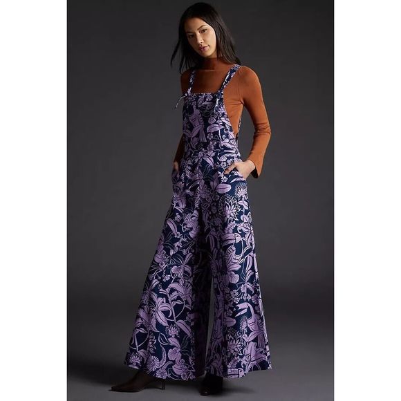 Anthropologie Pants - Anthropologie x Farm Rio Deep V-Neck Wide-Leg Jumpsuit